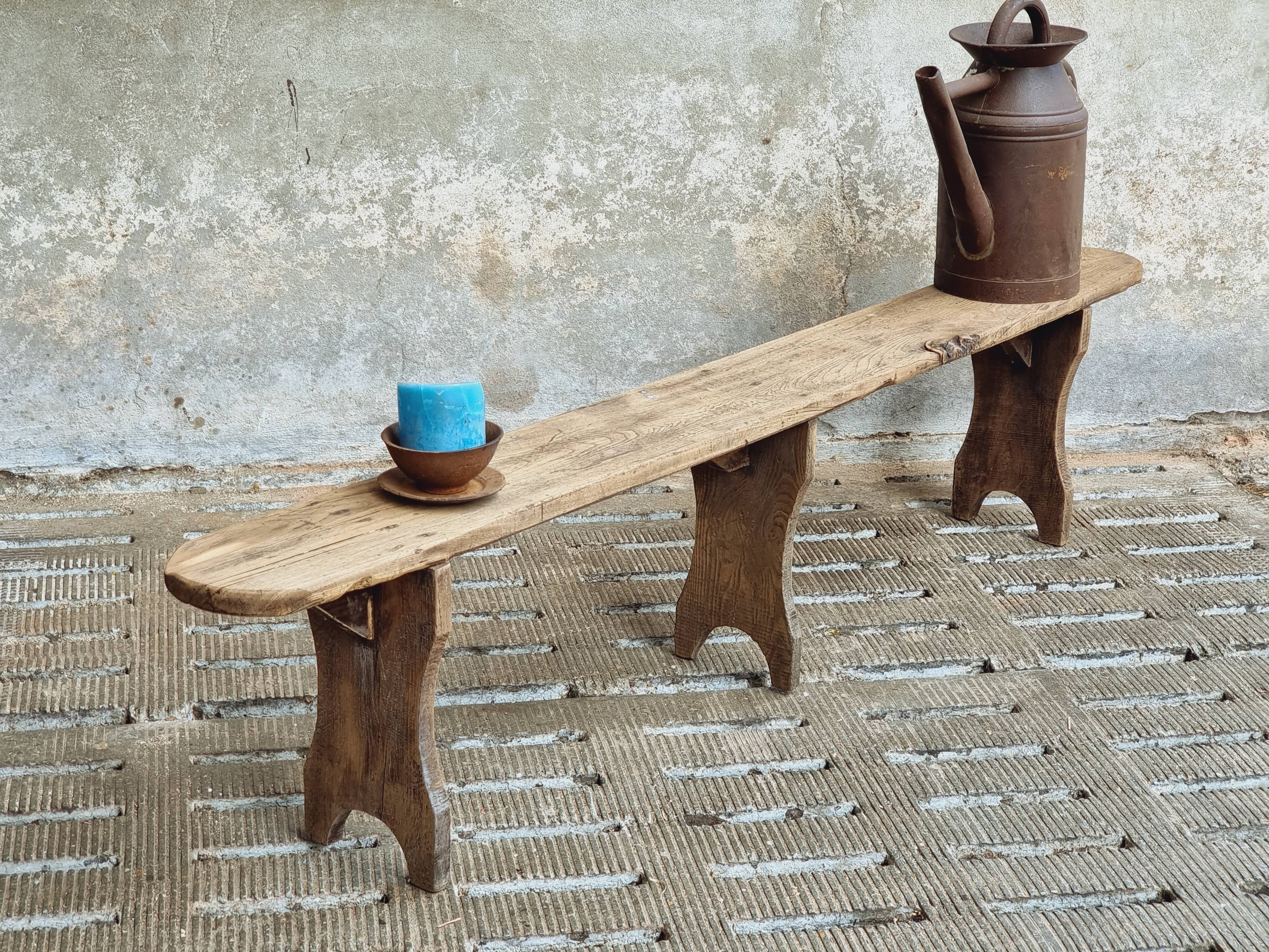 Vintage wooden bench, side table