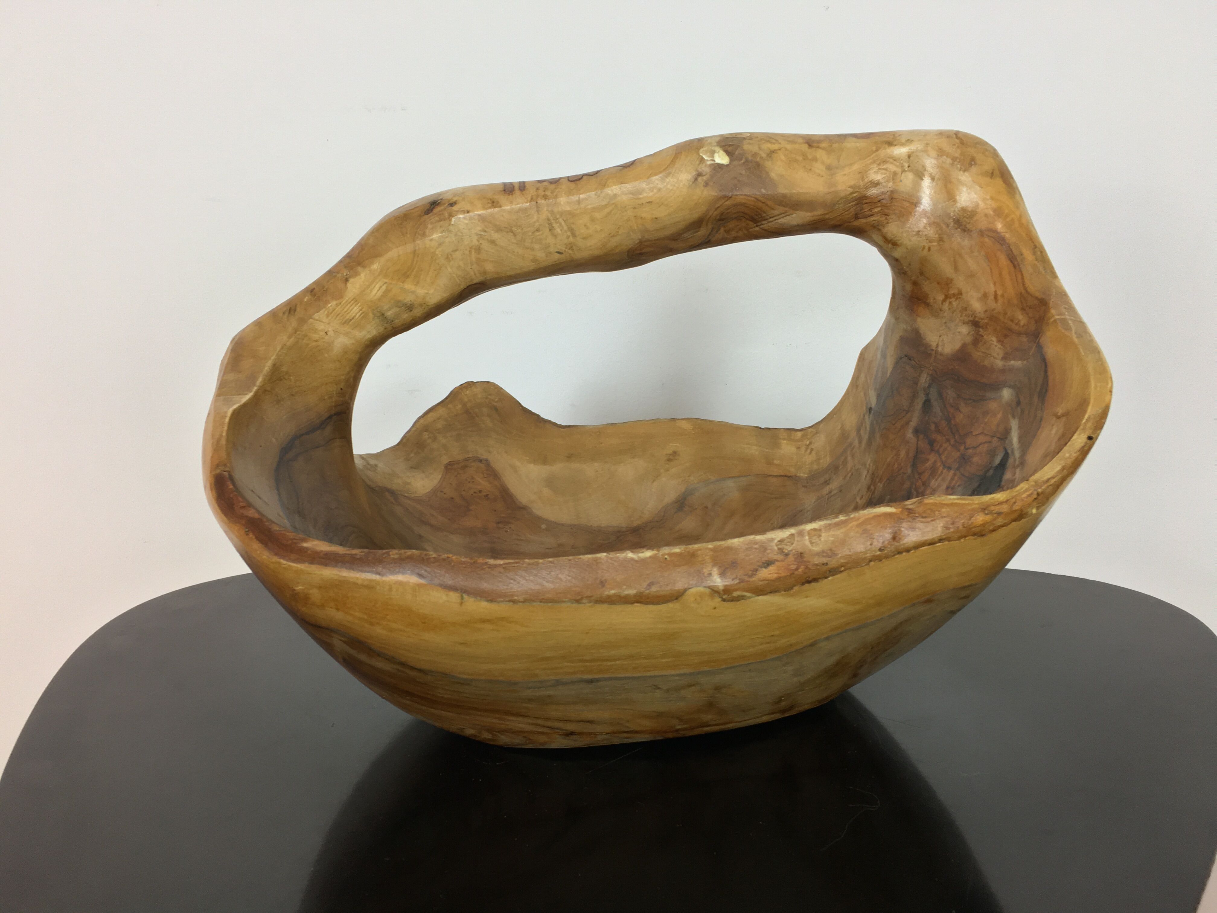 Brutalist olive wood basket