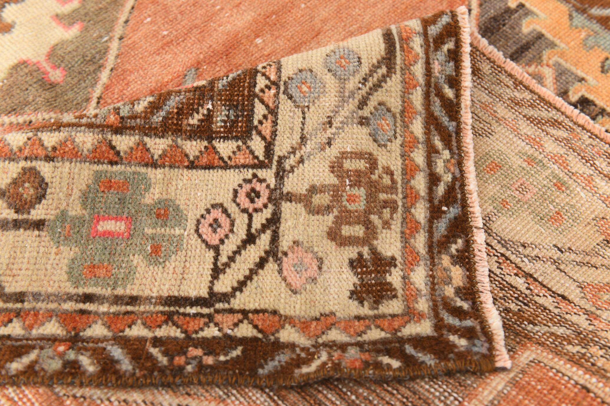 3x11 Red & Beige Oriental Vintage Runner Rug, 107x336Cm