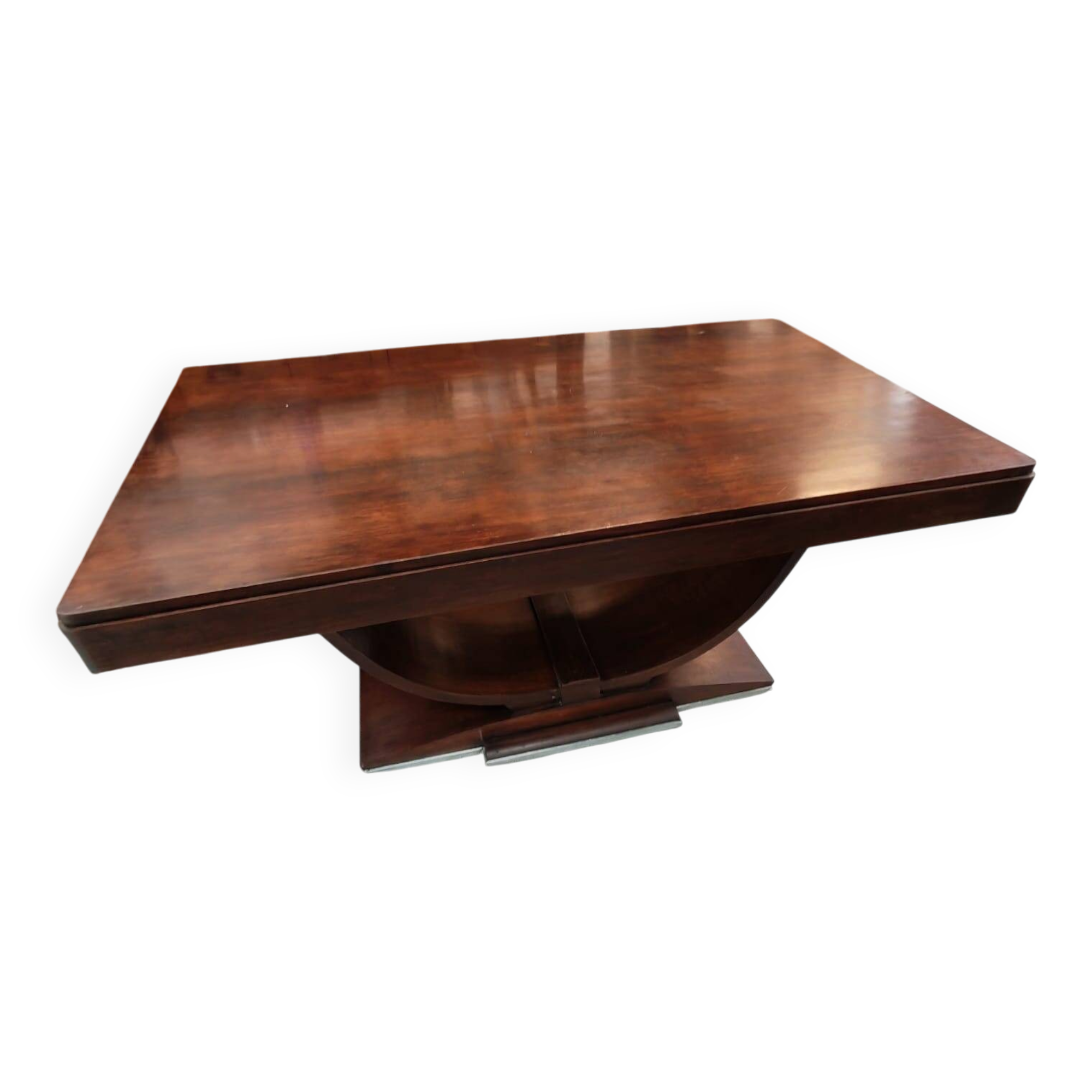 Art Deco dining table with a central cradle base from the 1930s.
