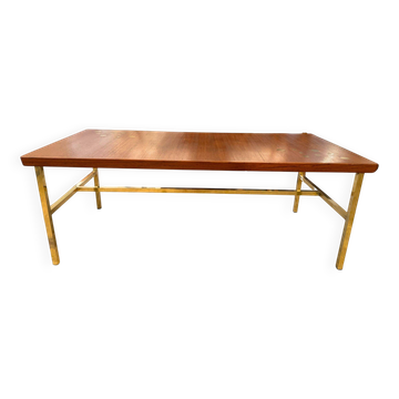 Table basse scandinave en teck et laiton