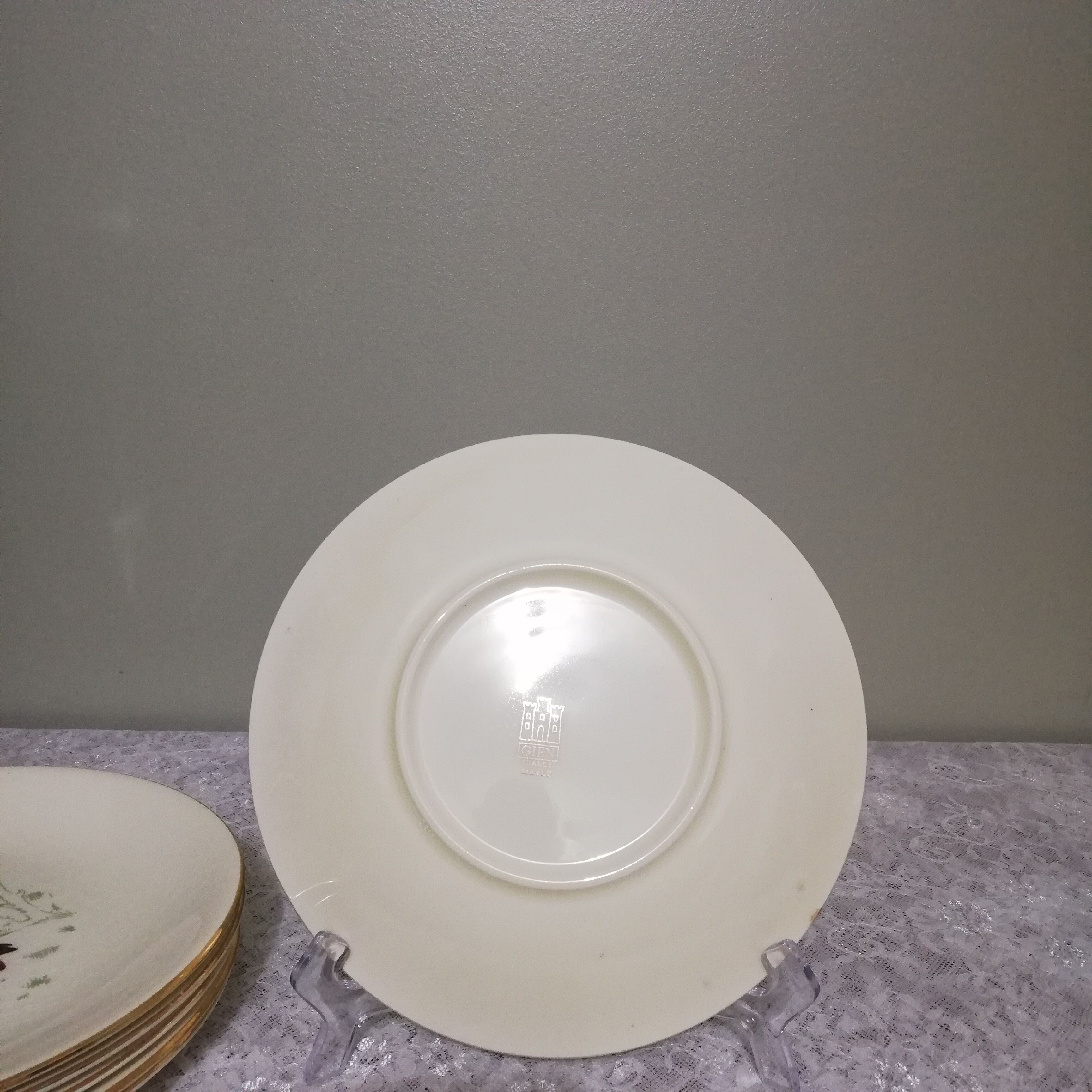 6 flat plates Gien Marly "birds of the forests"