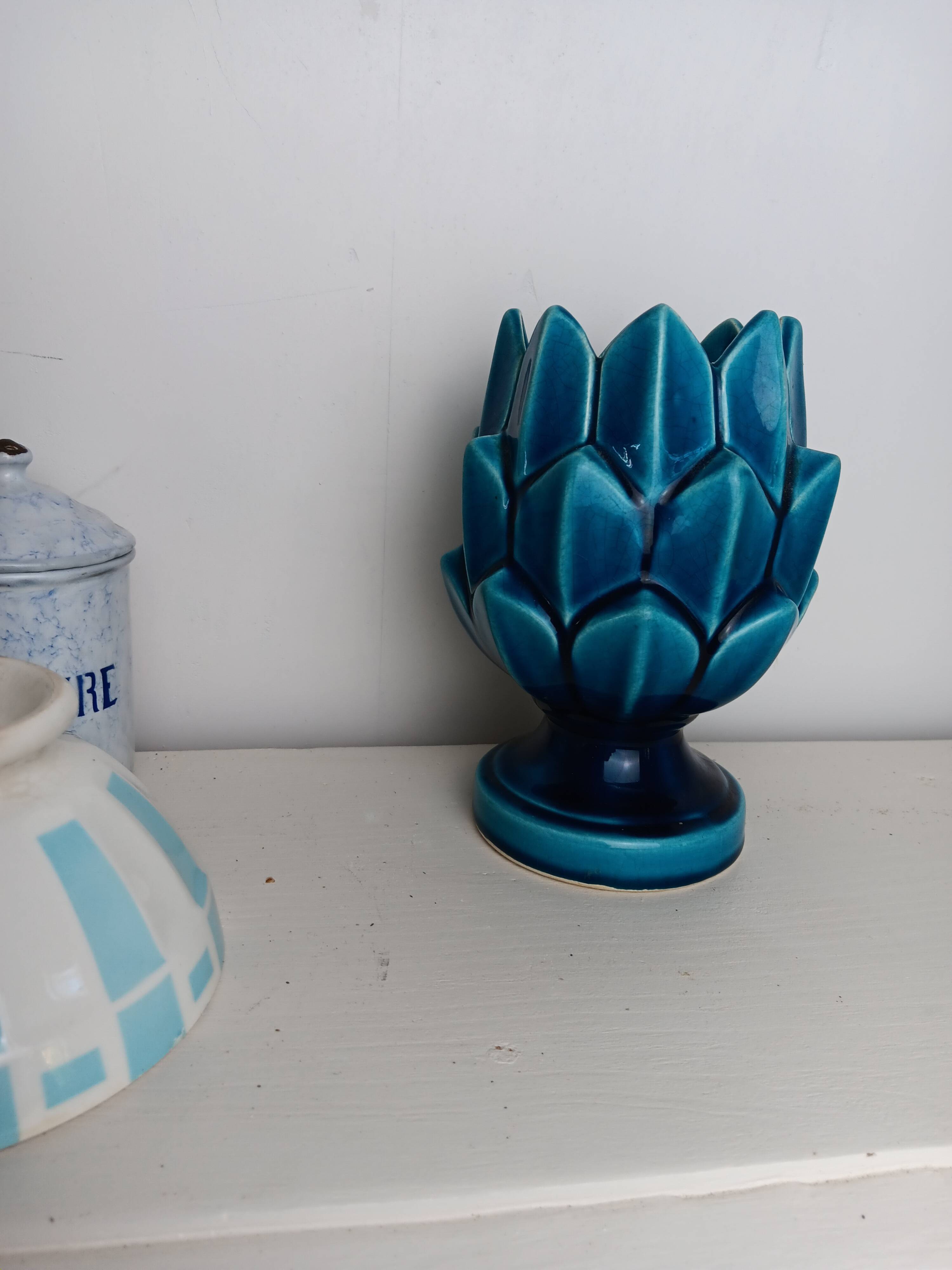 Artichoke Blue Turquoise Charolles pottery