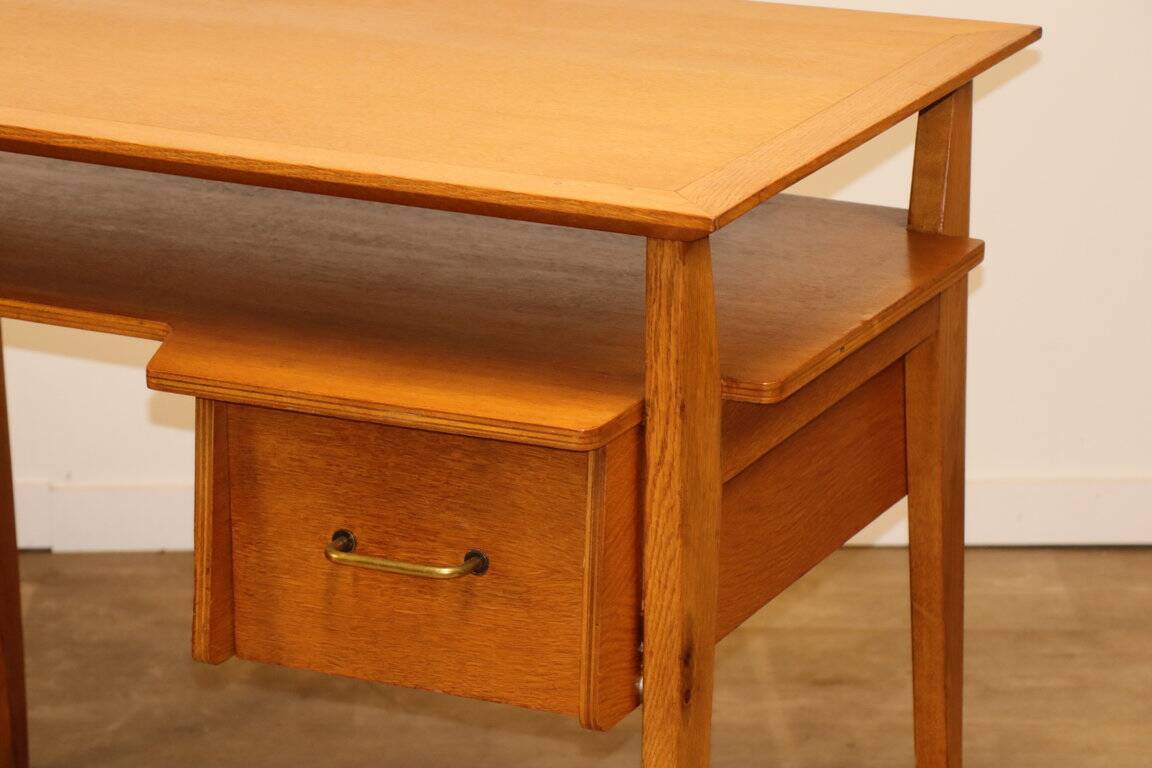 Vintage desk by Roger Landault in oak, 1950