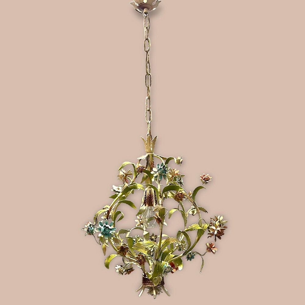 Italian tole flower chandelier, 1960s
