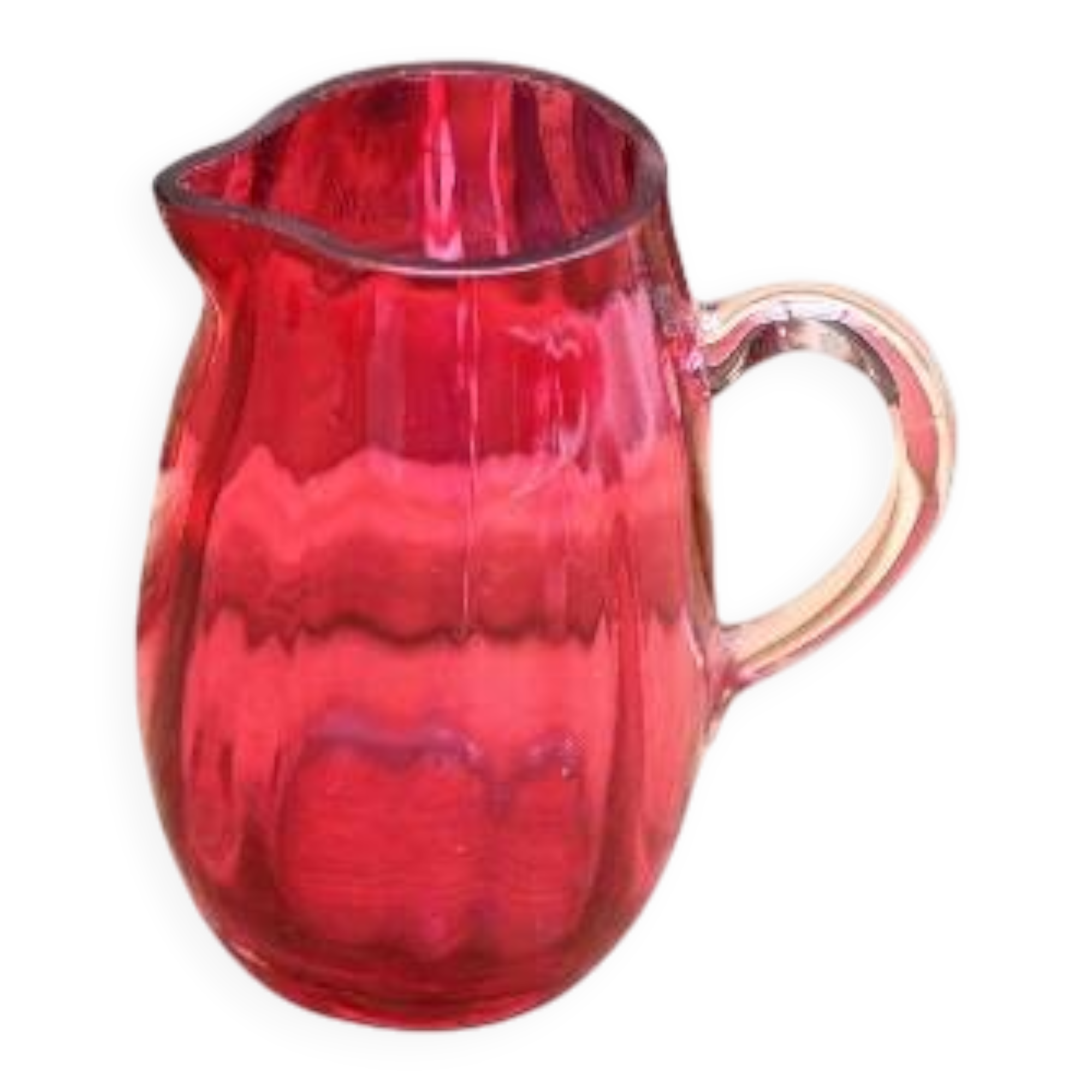 Pot à lait anglais en verre Cranberry de style victorien