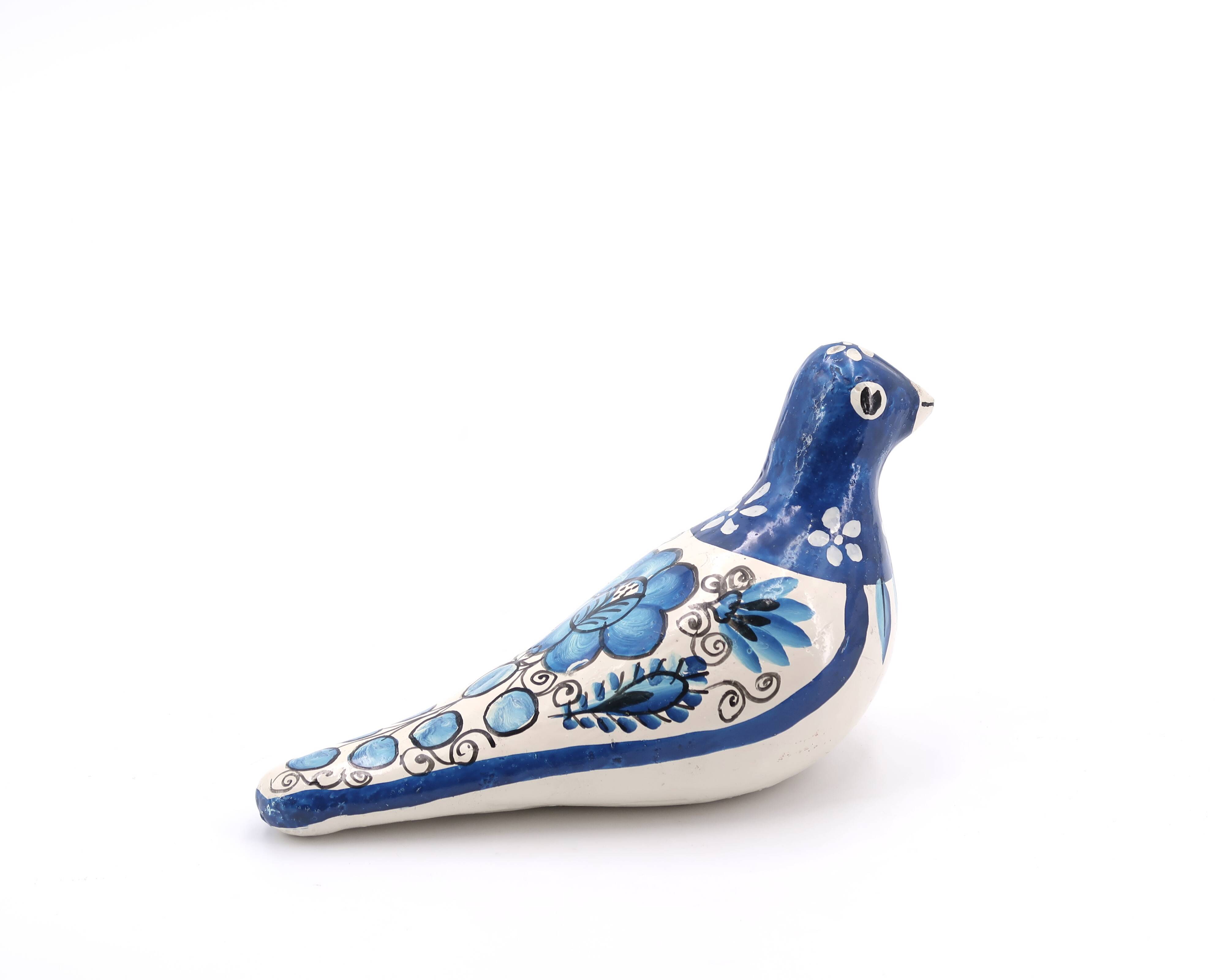 Blue and white folk bird from Mexico, 1970s