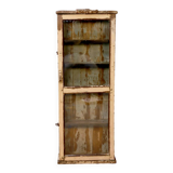 Burmese teak display case with original ecru patina