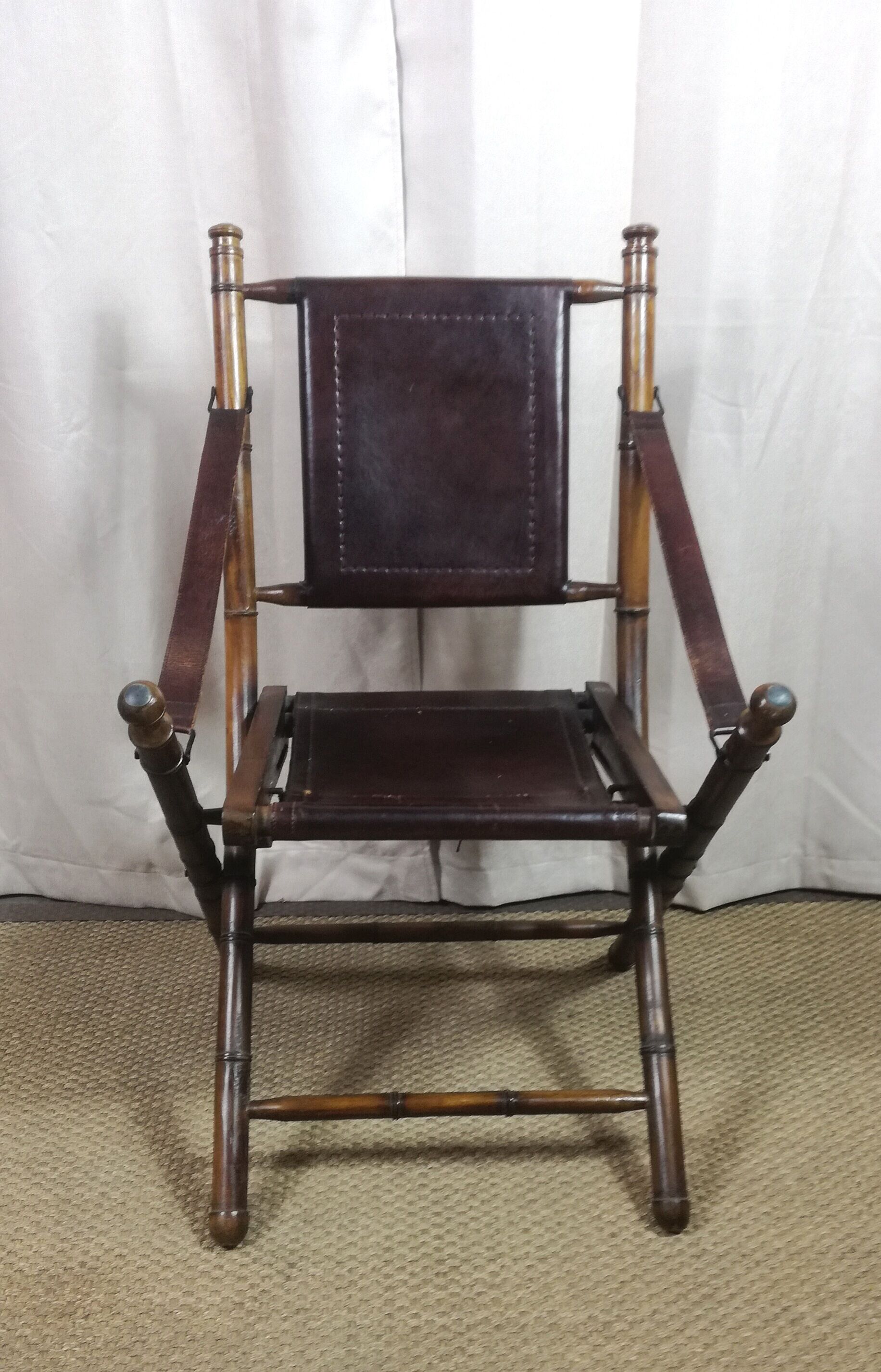Colonial style folding safari chair
