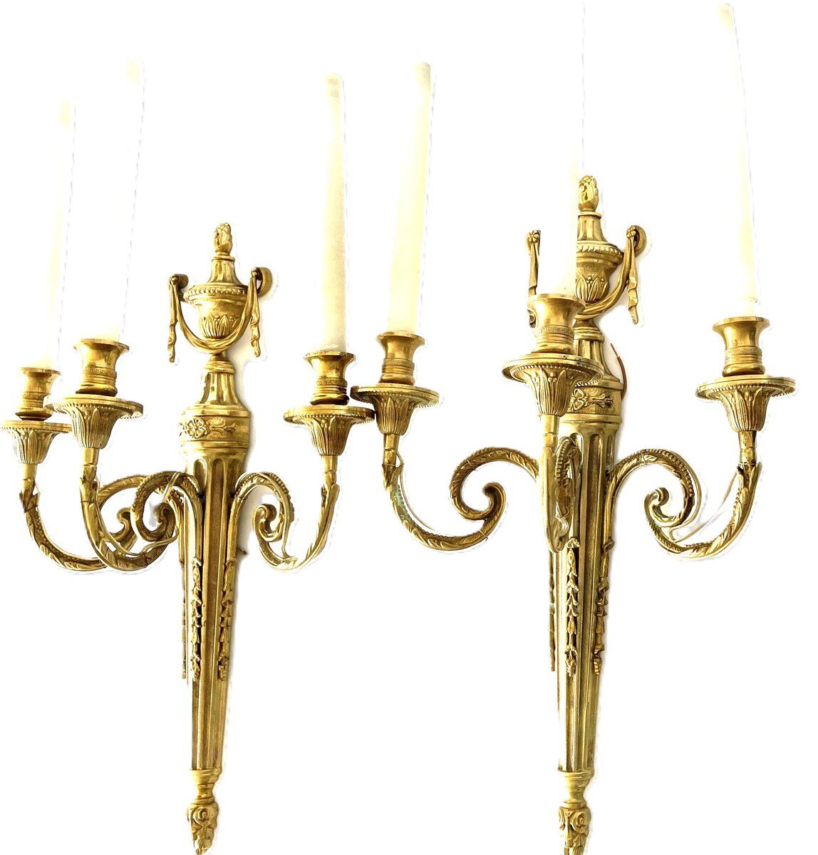 Appliques murales style Louis XVI  fin 19è.  bronze doré, set de 2