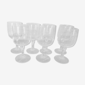 Lot de  7 verres anciens gravés