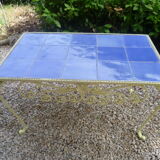 Ceramic tile coffee table & vintage wrought iron base
