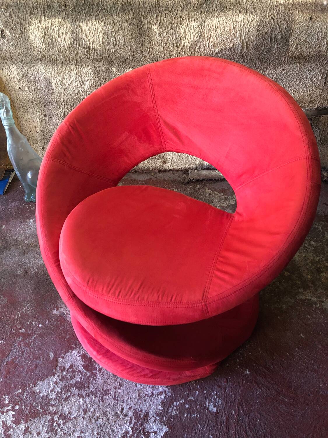 Jaymar Sculptural Post Modern Armchair with Red Spiral Ribbon, 1980s