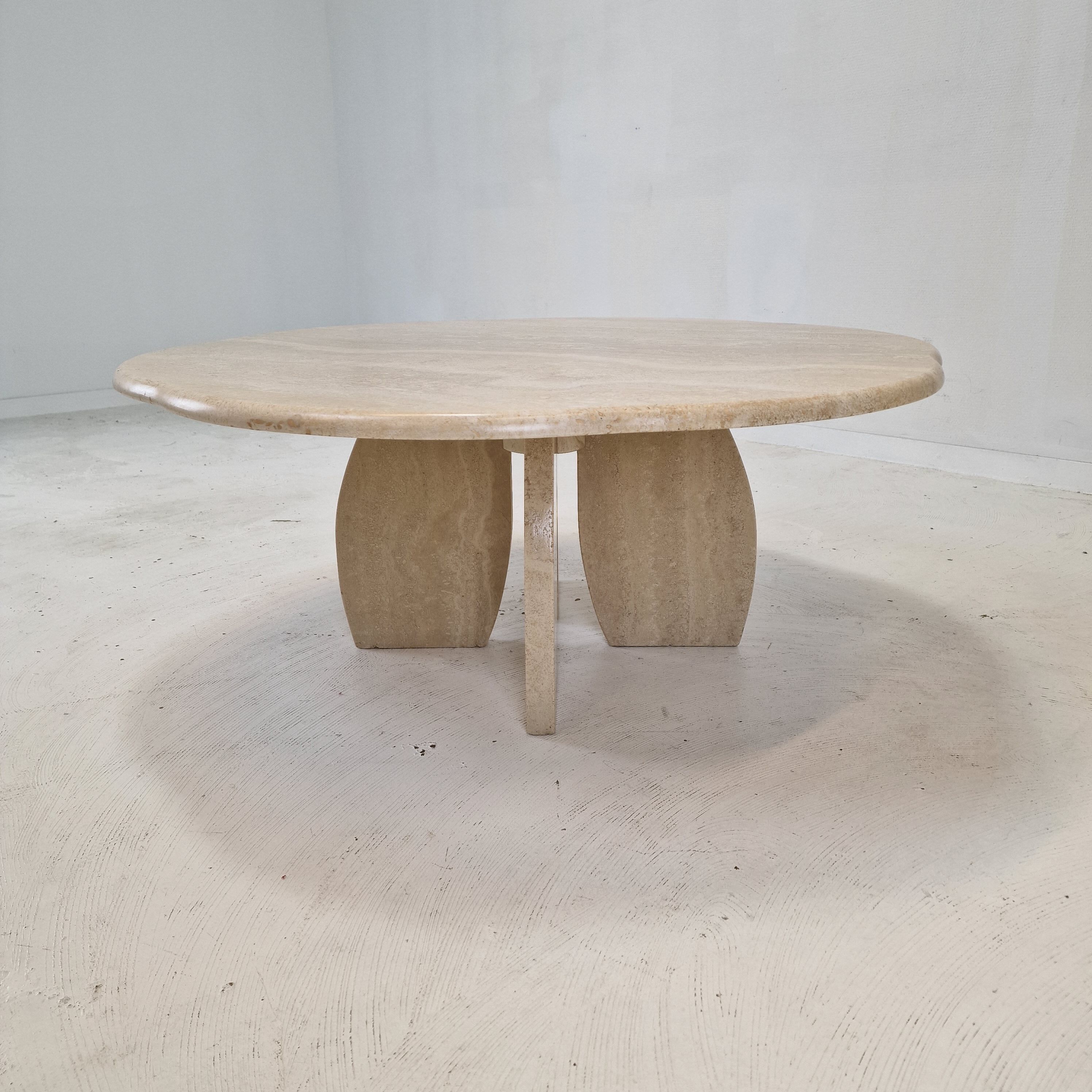 Italian travertine coffee table, 1980s