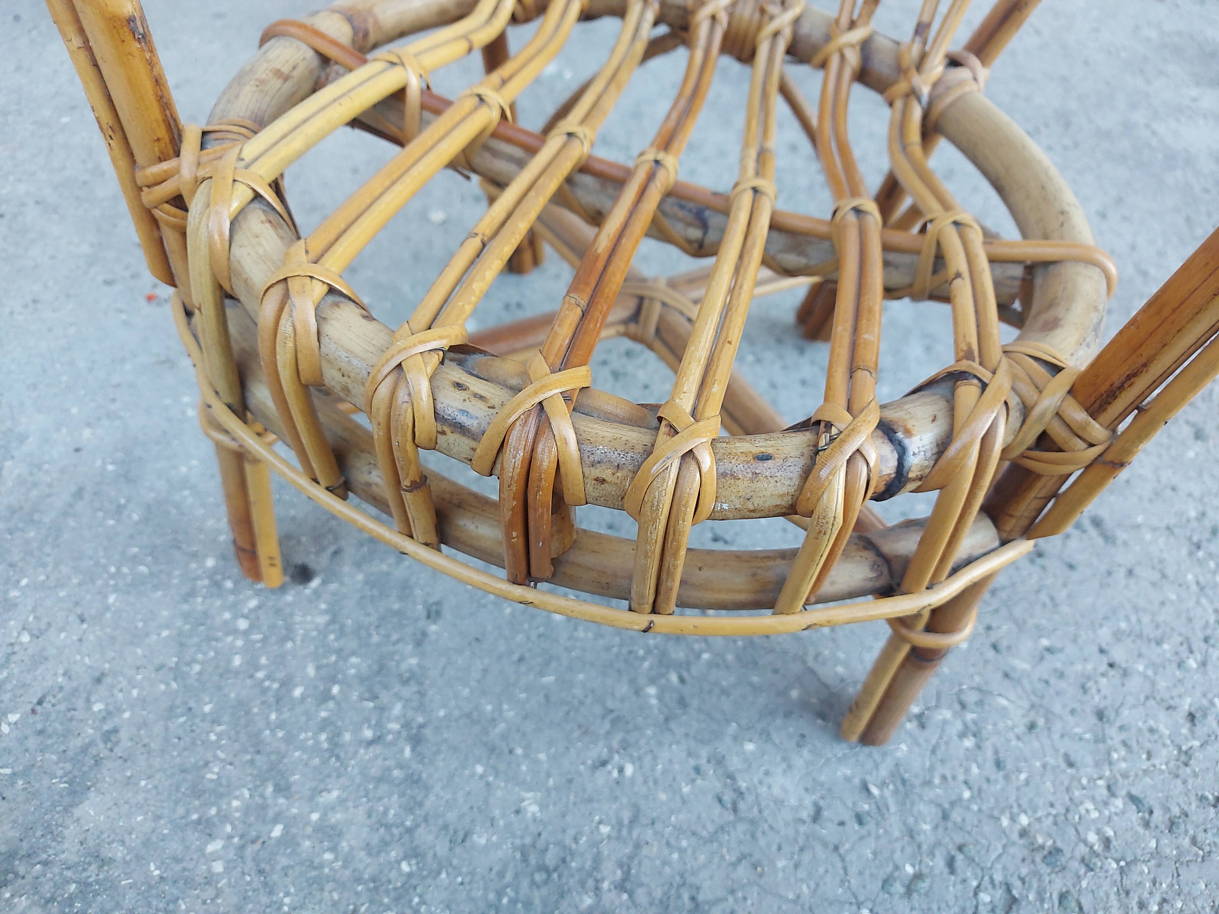 Vintage rattan children's armchair