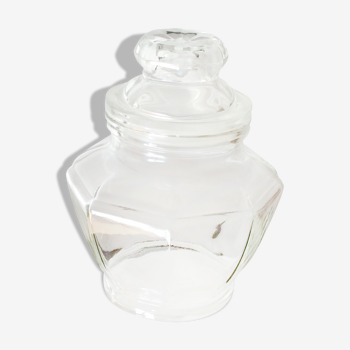 Airtight hexagonal glass jar - vintage