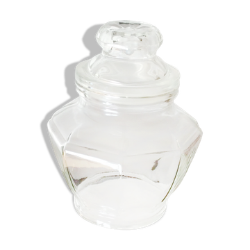 Airtight hexagonal glass jar - vintage