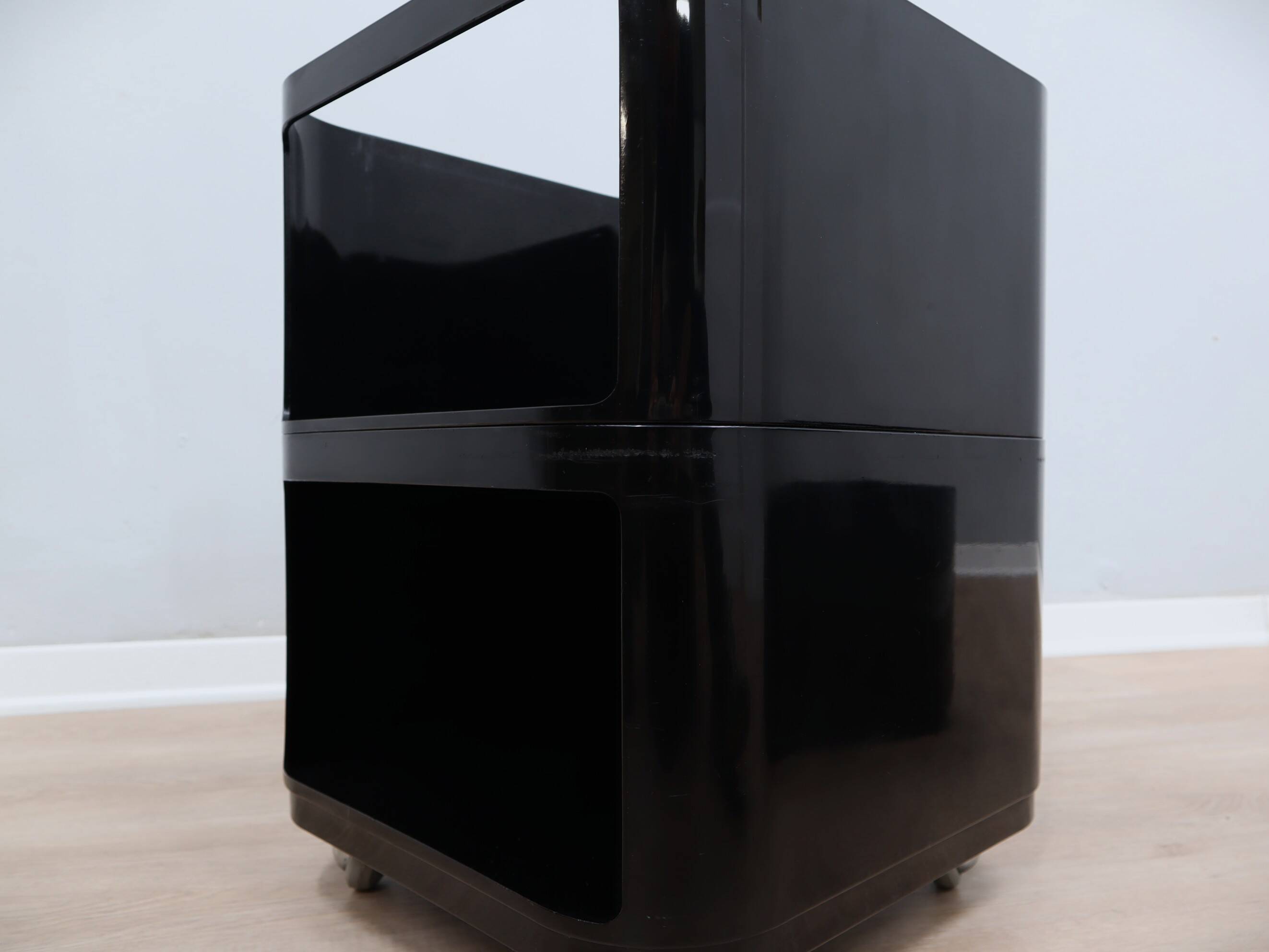 Chariot modulaire vintage noir Kartell Componibili 4970 Anna Castelli des années 1960