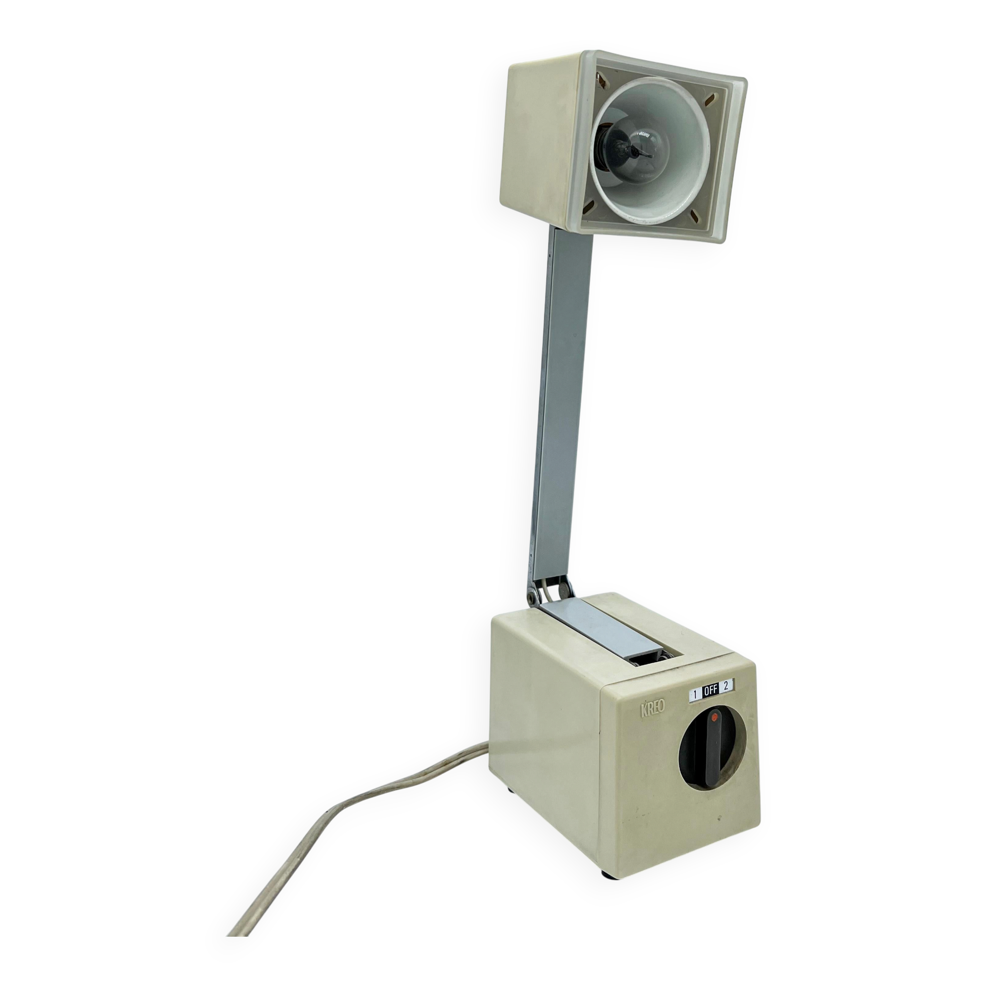 Vintage Telescopic Table Lamp Kreo Lite Model Na 270, in White Plastic and Metal