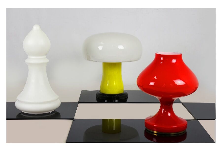 Glass mushroom table lamp from VEB Görlitz, 1970