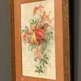 Aquarelle sur papier nature morte jeté de fleurs XXe par M. Jagu 1914