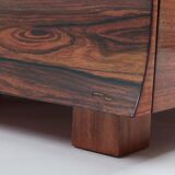 Bar chest in wood and brass marquetry signed Michel Lefèvre 1960