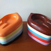 Set of Ten Unique Colored Bakelite Ashtrays, Škoda Car Manufacturer, 1950s