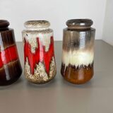 Set of three Vintage Pottery Fat Lava Vases Made by Scheurich, Germany, 1970s