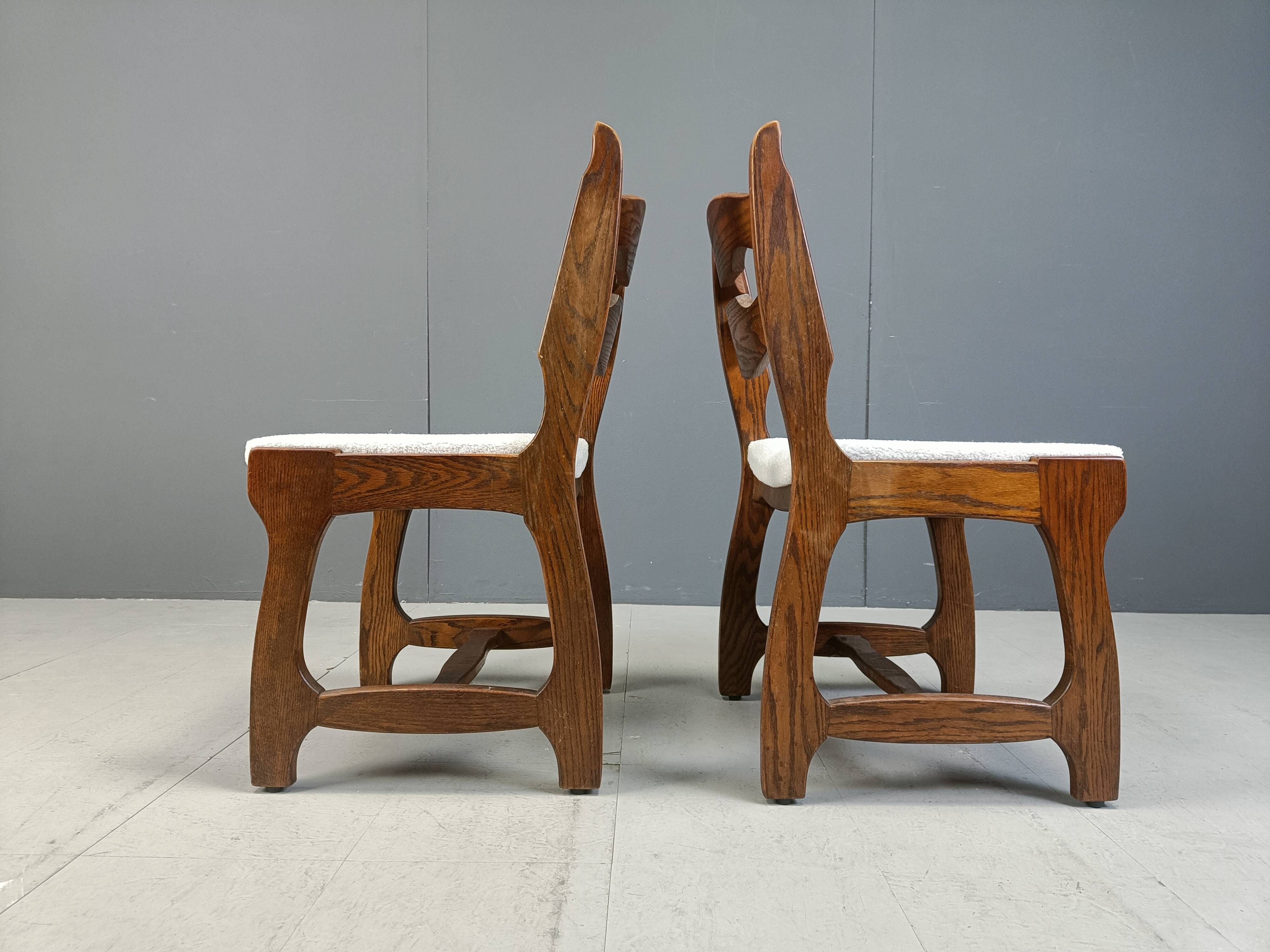 Set of 6 brutalist dining chairs, 1970s