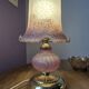 Vintage mushroom lamp pink heart - frosted glass tulip