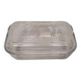 Vintage Cow Pattern Glass Butter Dish