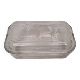 Vintage Cow Pattern Glass Butter Dish