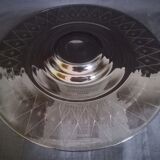 Oval centerpiece in smoked glass, art deco patterns