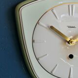Vintage ceramic clock asymmetrical silent wall clock "Diehl golden green"