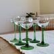 6 mismatched vintage Alsace wine glasses – Green stems
