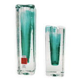 Pair of Brutalist Soliflores Schott Zwiesel Crystal Ice Glass 13&18cm