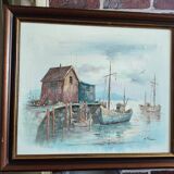 Antique oil painting by Naval A. Simpson.