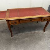 Louis XV Style Desk - Cherry Wood - Red Leather Top - with Extensions