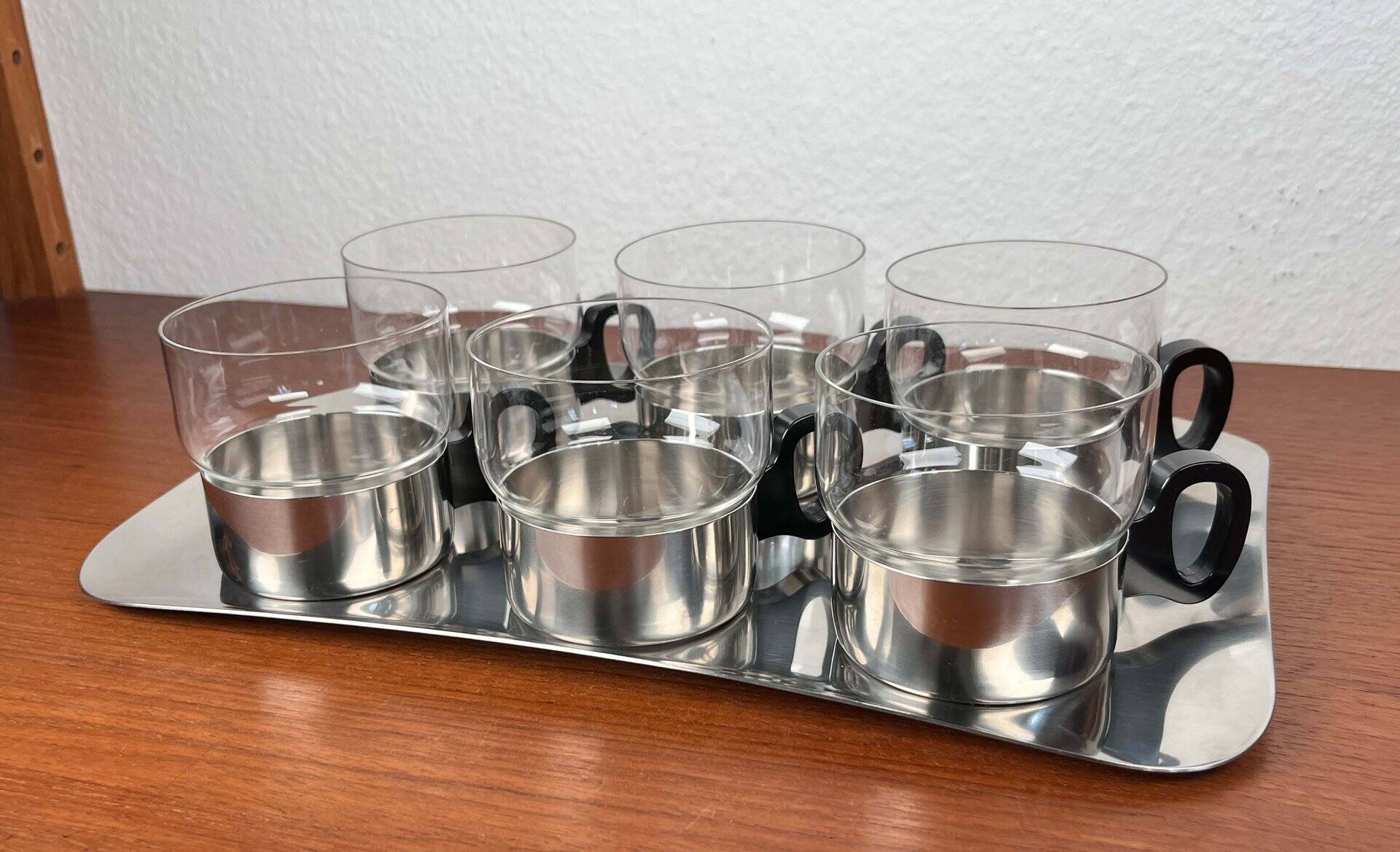 Ensemble de verres à thé et plateau allemands du milieu du siècle moderne de WMF, années 1960, lot de 7