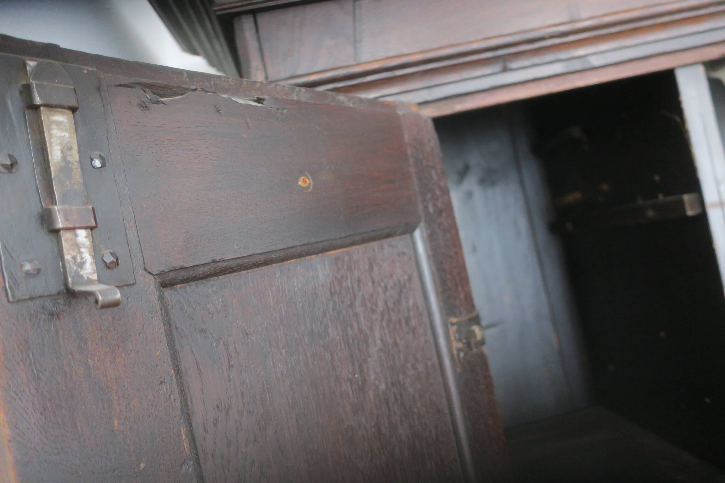 Antique carved oak farmhouse wardrobe, 1780