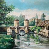 Painting "Old Paris" Lavoir Notre Dame HST
