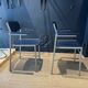 Pair of Gijs Van Der Sluis chairs with armrests in blue with grey steel legs