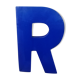 Lettre R d'enseigne vintage en plexiglas bleu