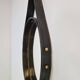 Florentine Oval Leather Mirror in Brass by Jacques Adnet, 1960s