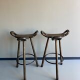 Deux tabourets de bar espagnol Sergio Rodrigues Confonorm Marbella