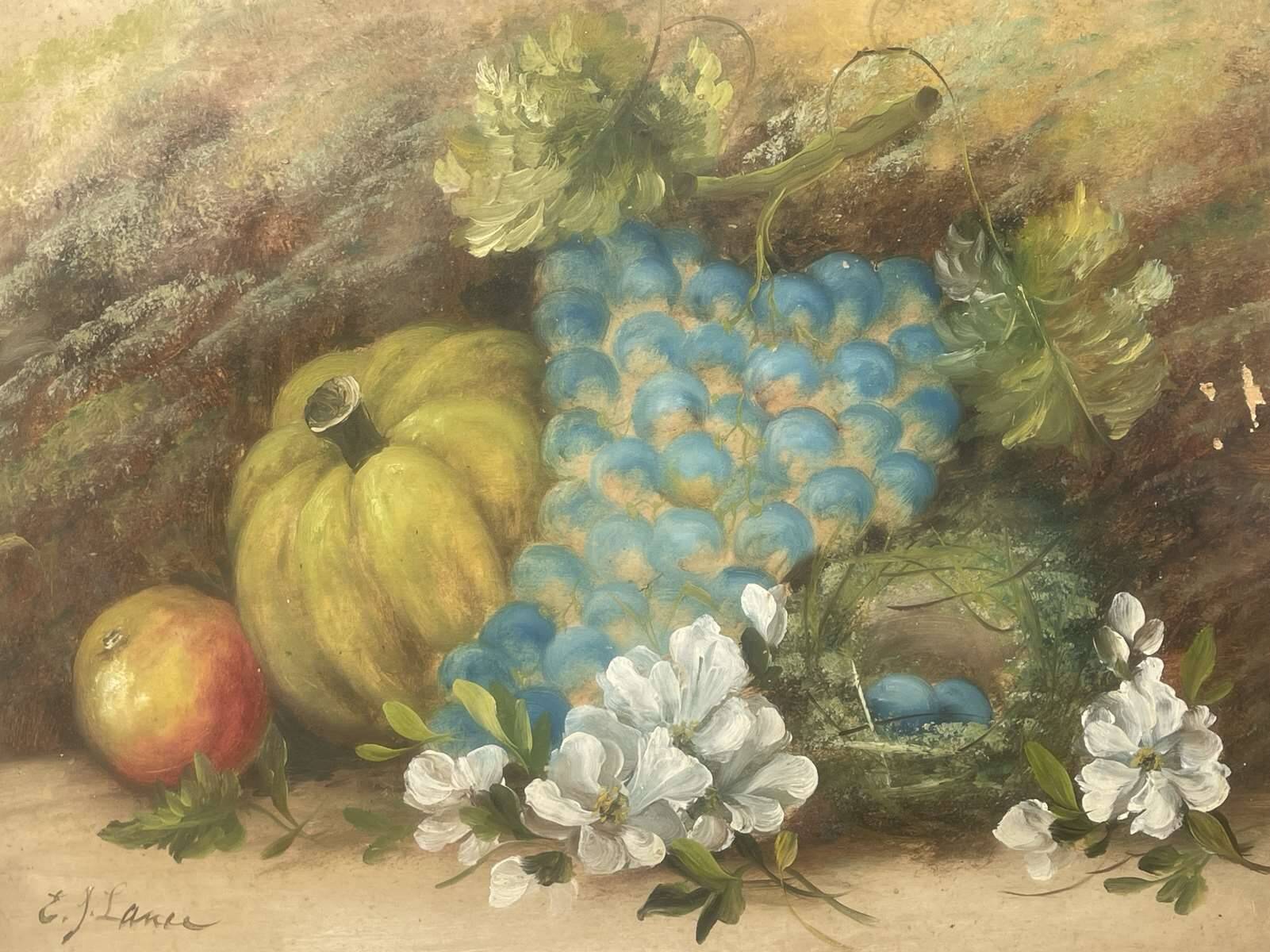 Still life from the early 20th century, oil on cardboard signed Lance