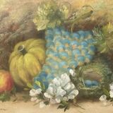 Still life from the early 20th century, oil on cardboard signed Lance