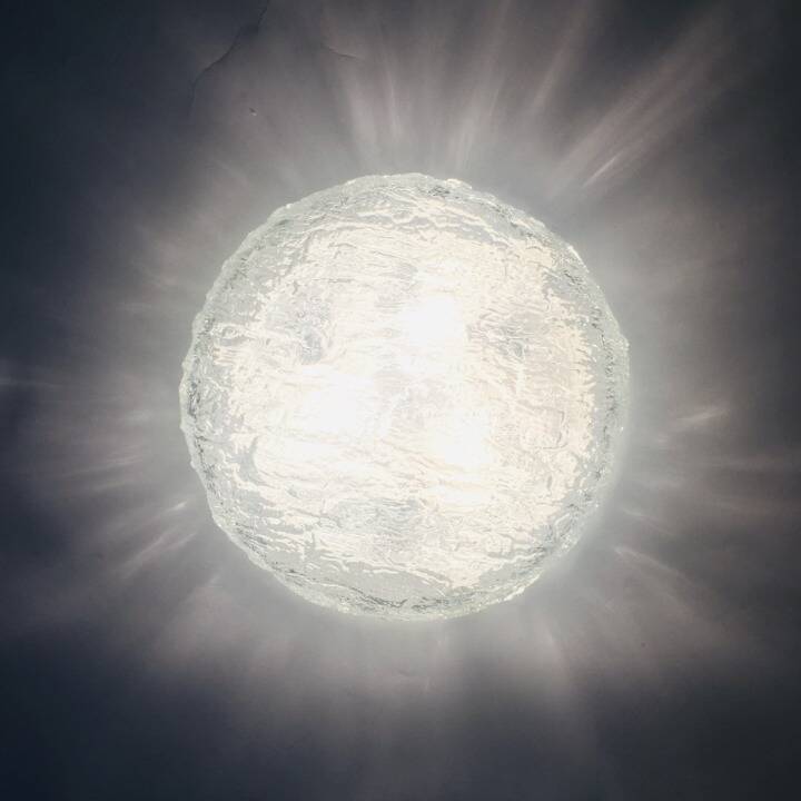 Large Mid-Century Murano Ice Glass Ceiling Light from Kaiser, Germany, 70s