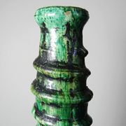 Large Tamegroute candlestick in green glazed terracotta, Morocco, 1960s-1970s.