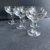 6 anciennes coupes à champagne – Verre soufflé